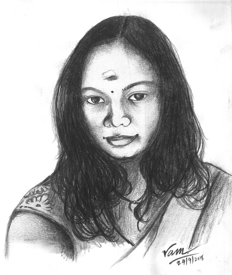 Picture Name:  Portrait
Medium: Pencil Drawing in Handmade Paper